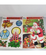Classic Clings Vintage Christmas Window Clings x2 Santa 1995 Bells-Candl... - $221.44 MXN
