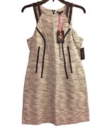 NEW I Love Ronson Black And White Sleeveless Dress Faux Black Leather Tr... - $22.99