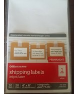 office depot shipping labels inkjet/laser 20 labels 20 sheets 4 X 6 - £10.08 GBP