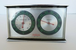 Vtg MCM Sunbeam Temperature Humidity Weather Station Desk Thermometer - £19.95 GBP