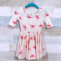 Dot Dot Smile Fit &amp; Flare Ballerina Dress Flamingo Print Casual Toddler ... - $14.84