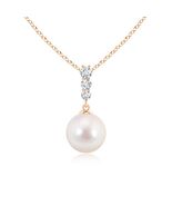 ANGARA Akoya Pearl Drop Pendant in 14K Solid Gold (Grade: AAAA | 8mm Pearl) - $1,259.10