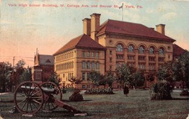 YORK PA HIGH SCHOOL BUILDING~COLLEGE AVE &amp; BEAVER ST~CANNON  POSTCARD 1910s - £4.78 GBP