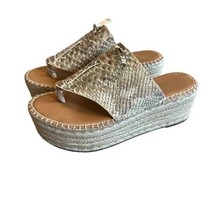 Franco Sarto Malia Espradrille Wedge Slide Sandals Gold Platform Size 8.... - $67.96 CAD