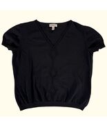 St. John Sport Women's XL Wool Rayon Short Sleeve V-Neck Sweater Black - $29.99