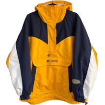 Columbia Women Hooded 1/2 Zip Winter Jacket  sz L Bungee Yellow Blue Color Block - £17.38 GBP