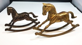 Set of 2 Vintage Solid Brass Rocking Horse Figurine Home Decor - £27.68 GBP