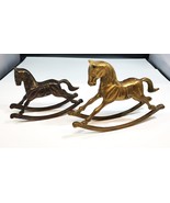 Set of 2 Vintage Solid Brass Rocking Horse Figurine Home Decor - £26.75 GBP