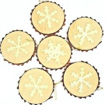 Wood Snowflake Slices Ornaments 4 1/2&quot; x 1/2&quot; Set Of 6 Rustic - $288.11 MXN