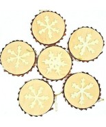 Wood Snowflake Slices Ornaments 4 1/2&quot; x 1/2&quot; Set Of 6 Rustic - €13,34 EUR