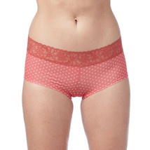 No Boundaries Women&#39;s Micro W Lace Boyshort Panties Size MEDIUM Clay Brick Dot - £8.09 GBP