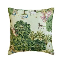 Mor Nritya - Green Cotton Throw Pillow Cover - £25.24 GBP+