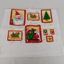 2 Christmas Dish Kitchen Towels Santa Sleigh Tree Wreath Traditional Americana - £11.60 GBP