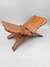 Vintage Hand Carved Wooden Folding Book Holder Bible Stand Display scroll - $24.12