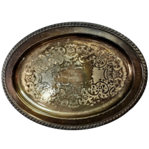 Vintage F B Rogers Silver Plate Tray 16x11.5&quot; Oval Rope Edge Marked Eleg... - £23.69 GBP