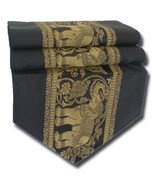 TIL009 Black elephant table runner tablecloth tablerunner silk 200x30cm ... - $18.99