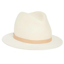 Rag &amp; Bone fedorah brim leather trim straw hat in Ivory - £115.13 GBP