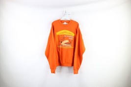 Vintage 90s Mens XL Faded Spell Out Road Kill Cafe Venison Sweatshirt Orange USA - £55.69 GBP