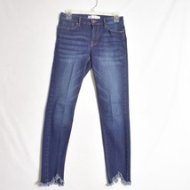 No Boundaries Women&#39;s Jeans Size 7 Distressed Raw Hem Dark Wash - $13.24