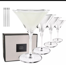 PURE MORA Martini Glasses Set of 4-7oz - Handblown Premium Crystal Glass... - $551.37 MXN