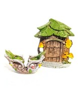 Mushroom Enchanted House with Swing for Fairy Gnome Garden Set of 2 4&quot;  - £9.90 GBP