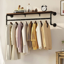 40&#39;&#39; Extra Sturdy Clothes Rack Pipe Wall Mount Garment Pole Hanger W Top... - £63.52 GBP