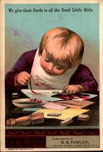 VICTORIAN TRADE CARD-B.B. FOWLER,&quot;WE GIVE THESE CARDS TO GOOD LITTLE GIR... - £7.93 GBP