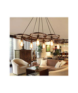  Rustic 6 Bulb Wagon Wheel Chandelier   Distressed Bronze Finish Home Bu... - €116,43 EUR
