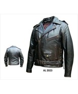 Men&#39;s Retro Brown Motorcycle Jacket in Buffalo Leather - £145.97 GBP+