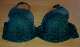 VICTORIA&#39;S SECRET TEAL LACE OVERLAY UNDER-WIRE LINED DEMI BRA-34DD-BAREL... - $14.01