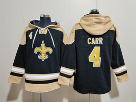 Derek Carr #4 New Orleans Saints Black Lace-Up Pullover Jersey Hoodie - $79.00