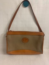 Dooney &amp; Bourke Khaki and Brown Leather Crossbody Purse, Handbag, Pocket... - £19.45 GBP
