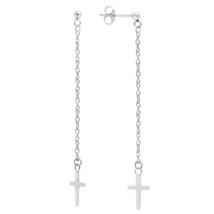 Unique in Faith .925 Sterling Silver Cross Chain Dangle Earrings - £10.50 GBP