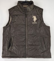US Polo Assn Vest Mens XL Brown Casual Dadcore Big Pony Puffer Full Zip ... - £28.47 GBP