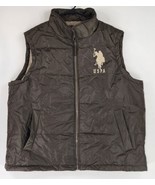 US Polo Assn Vest Mens XL Brown Casual Dadcore Big Pony Puffer Full Zip ... - £28.32 GBP
