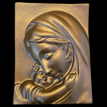 Virgin Mary and Baby Jesus Christ wall plaque in Bronze Finish - $19.79