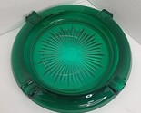 Emerald Green Ashtray Round Depression Era Glass 6.5&quot;  Vintage 4-Slot     - $13.94