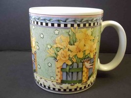 Debbie Mumm coffee mug Spring Bouquet series Daffodils Sakura 1999 10 oz - £6.89 GBP