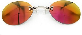 Retro Round Clip On Nose glasses Matrix Morpheus Movie rimless sunglasses men - £8.23 GBP