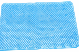 Grass Textured Anti-Slip Shower Bath Mat 25x14 PVC Blue Suction Cup - $13.83