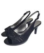 Karen Scott Womens Brooke Black Rhinestone Peep Toe Slingback Pumps Size... - £55.94 GBP