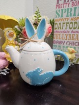 Bunny Boulevard Easter Blue Bunny Rabbit Ears Teapot Coffee Pot - $39.99