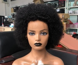 High quality human hair 10inch Afro curl lace front wig for women - $247.19