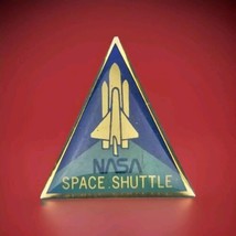 NASA Space Shuttle Pin Vintage Metal Triangle Gold Tone - $11.95