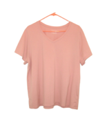 Time and Tru Women Pink V-Neck Relaxed Fit Short Sleeve T-Shirt XXXL 3X ... - £8.60 GBP