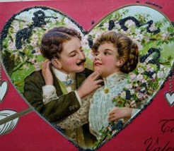 Lovers Valentine Victorian Postcard Mica Series 8096 Germany Embossed 1910 PFB - £12.40 GBP