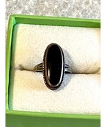 Authentic Onyx And Silver Ring Size 5.5 Vintage Slim Design Makers Mark - £27.42 GBP