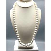 Vintage Monet White Beaded Necklace, Gold Tone Chain and Box Clasp with Faceted - £30.57 GBP