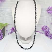 Vintage Hematite Nugget Beaded Necklace Gray Stone Necklace - $18.95