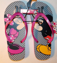 Disney Mickey Minnie Mouse Girls Flip Flops Sandals Sizes 13-1 or 2-3 NWT - £8.91 GBP